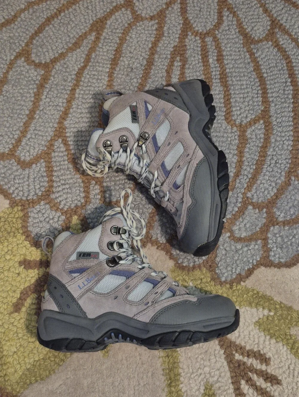 L.L.Bean Unisex Kids Blue And Gray Ankle Hiking Boots Size 2